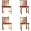 Image de vidaXL - Tuinstoelen - 4 - st - met - kussens - massief - teakhout