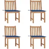 Image de vidaXL - Tuinstoelen - 4 - st - met - kussens - massief - teakhout