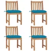 Image de vidaXL - Tuinstoelen - 4 - st - met - kussens - massief - teakhout