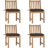 Image de vidaXL - Tuinstoelen - 4 - st - met - kussens - massief - teakhout