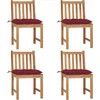 Image de vidaXL - Tuinstoelen - 4 - st - met - kussens - massief - teakhout