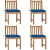 Image de vidaXL - Tuinstoelen - 4 - st - met - kussens - massief - teakhout