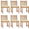 Image de vidaXL - Tuinstoelen - 6 - st - met - kussens - massief - teakhout