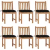 Image de vidaXL - Tuinstoelen - 6 - st - met - kussens - massief - teakhout