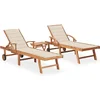 Image de vidaXL - Ligbedden - 2 - st - met - tafel - en - kussens - massief - teakhout