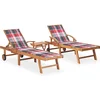 Image de vidaXL - Ligbedden - 2 - st - met - tafel - en - kussens - massief - teakhout