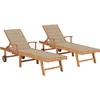 Image de vidaXL - Ligbedden - 2 - st - met - beige - kussens - massief - teakhout