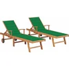 Image de vidaXL - Ligbedden - 2 - st - met - groene - kussens - massief - teakhout
