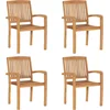 Image de vidaXL - Tuinstoelen - stapelbaar - 4 - st - massief - teakhout