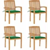 Image de vidaXL - Tuinstoelen - stapelbaar - 4 - st - met - kussens - massief - teakhout