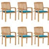 Image de vidaXL - Tuinstoelen - stapelbaar - 6 - st - met - kussens - massief - teakhout