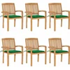 Image de vidaXL - Tuinstoelen - stapelbaar - 6 - st - met - kussens - massief - teakhout