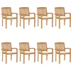 Image de vidaXL - Tuinstoelen - stapelbaar - 8 - st - met - kussens - massief - teakhout