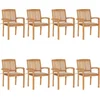 Image de vidaXL - Tuinstoelen - stapelbaar - 8 - st - met - kussens - massief - teakhout