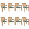 Image de vidaXL - Tuinstoelen - stapelbaar - 8 - st - met - kussens - massief - teakhout