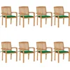 Image de vidaXL - Tuinstoelen - stapelbaar - 8 - st - met - kussens - massief - teakhout
