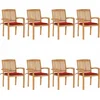 Image de vidaXL - Tuinstoelen - stapelbaar - 8 - st - met - kussens - massief - teakhout