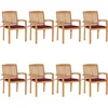 Image de vidaXL - Tuinstoelen - stapelbaar - 8 - st - met - kussens - massief - teakhout