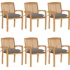 Image de vidaXL - Tuinstoelen - stapelbaar - 6 - st - met - kussens - massief - teakhout