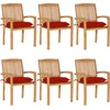 Image de vidaXL - Tuinstoelen - stapelbaar - 6 - st - met - kussens - massief - teakhout