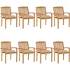 Image de vidaXL - Tuinstoelen - stapelbaar - 8 - st - met - kussens - massief - teakhout