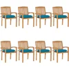 Image de vidaXL - Tuinstoelen - stapelbaar - 8 - st - met - kussens - massief - teakhout