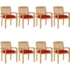 Image de vidaXL - Tuinstoelen - stapelbaar - 8 - st - met - kussens - massief - teakhout