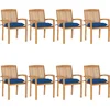 Image de vidaXL - Tuinstoelen - stapelbaar - 8 - st - met - kussens - massief - teakhout