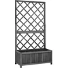 Image de vidaXL - Plantenbak - met - latwerk - 70x30x135 - cm - massief - vurenhout - zwart