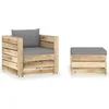 Image de vidaXL - 2-delige - Loungeset - met - kussens - groen - geïmpregneerd - hout