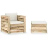 Image de vidaXL - 2-delige - Loungeset - met - kussens - groen - geïmpregneerd - hout