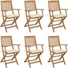 Image de vidaXL - Inklapbare - stoelen - 6 - st - met - kussens - massief - acaciahout