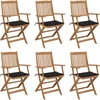 Image de vidaXL - Tuinstoelen - 6 - st - inklapbaar - met - kussens - massief - acaciahout