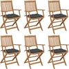 Image de vidaXL - Tuinstoelen - 6 - st - inklapbaar - met - kussens - massief - acaciahout