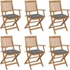 Image de vidaXL - Tuinstoelen - 6 - st - inklapbaar - met - kussens - massief - acaciahout