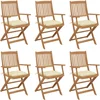 Image de vidaXL - Tuinstoelen - 6 - st - inklapbaar - met - kussens - massief - acaciahout