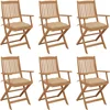 Image de vidaXL - Tuinstoelen - 6 - st - inklapbaar - met - kussens - massief - acaciahout
