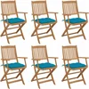 Image de vidaXL - Tuinstoelen - 6 - st - inklapbaar - met - kussens - massief - acaciahout