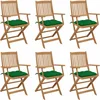 Image de vidaXL - Tuinstoelen - 6 - st - inklapbaar - met - kussens - massief - acaciahout
