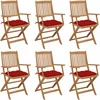 Image de vidaXL - Tuinstoelen - 6 - st - inklapbaar - met - kussens - massief - acaciahout