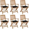 Image de vidaXL - Tuinstoelen - 6 - st - inklapbaar - met - kussens - massief - acaciahout