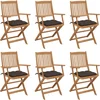 Image de vidaXL - Tuinstoelen - 6 - st - inklapbaar - met - kussens - massief - acaciahout