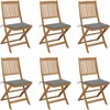 Image de vidaXL - Tuinstoelen - 6 - st - inklapbaar - met - kussens - massief - acaciahout