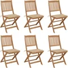 Image de vidaXL - Tuinstoelen - 6 - st - inklapbaar - met - kussens - massief - acaciahout