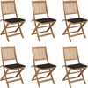 Image de vidaXL - Tuinstoelen - 6 - st - inklapbaar - met - kussens - massief - acaciahout
