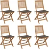 Image de vidaXL - Tuinstoelen - 6 - st - inklapbaar - met - kussens - massief - acaciahout