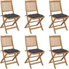 Image de vidaXL - Tuinstoelen - 6 - st - inklapbaar - met - kussens - massief - acaciahout