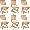 Image de vidaXL - Tuinstoelen - 6 - st - inklapbaar - met - kussens - massief - acaciahout