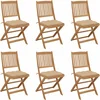 Image de vidaXL - Tuinstoelen - 6 - st - inklapbaar - met - kussens - massief - acaciahout