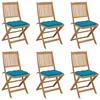 Image de vidaXL - Tuinstoelen - 6 - st - inklapbaar - met - kussens - massief - acaciahout